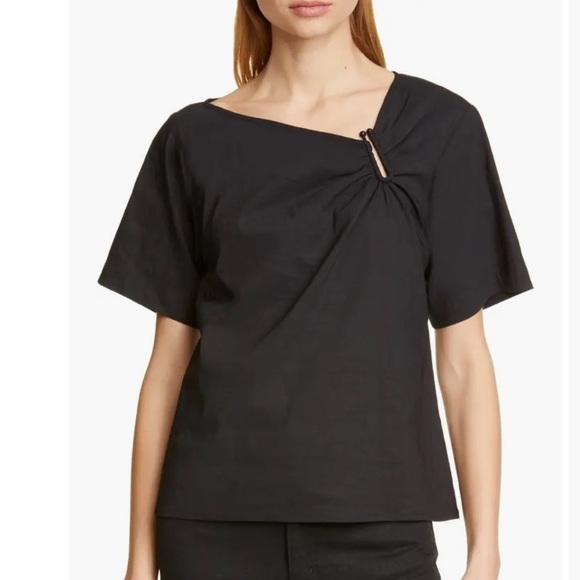 A.L.C. Black “Abbey” Ruched Front Short Sleeve Top Size 4 Excellent Condition! - Picture 3 of 10